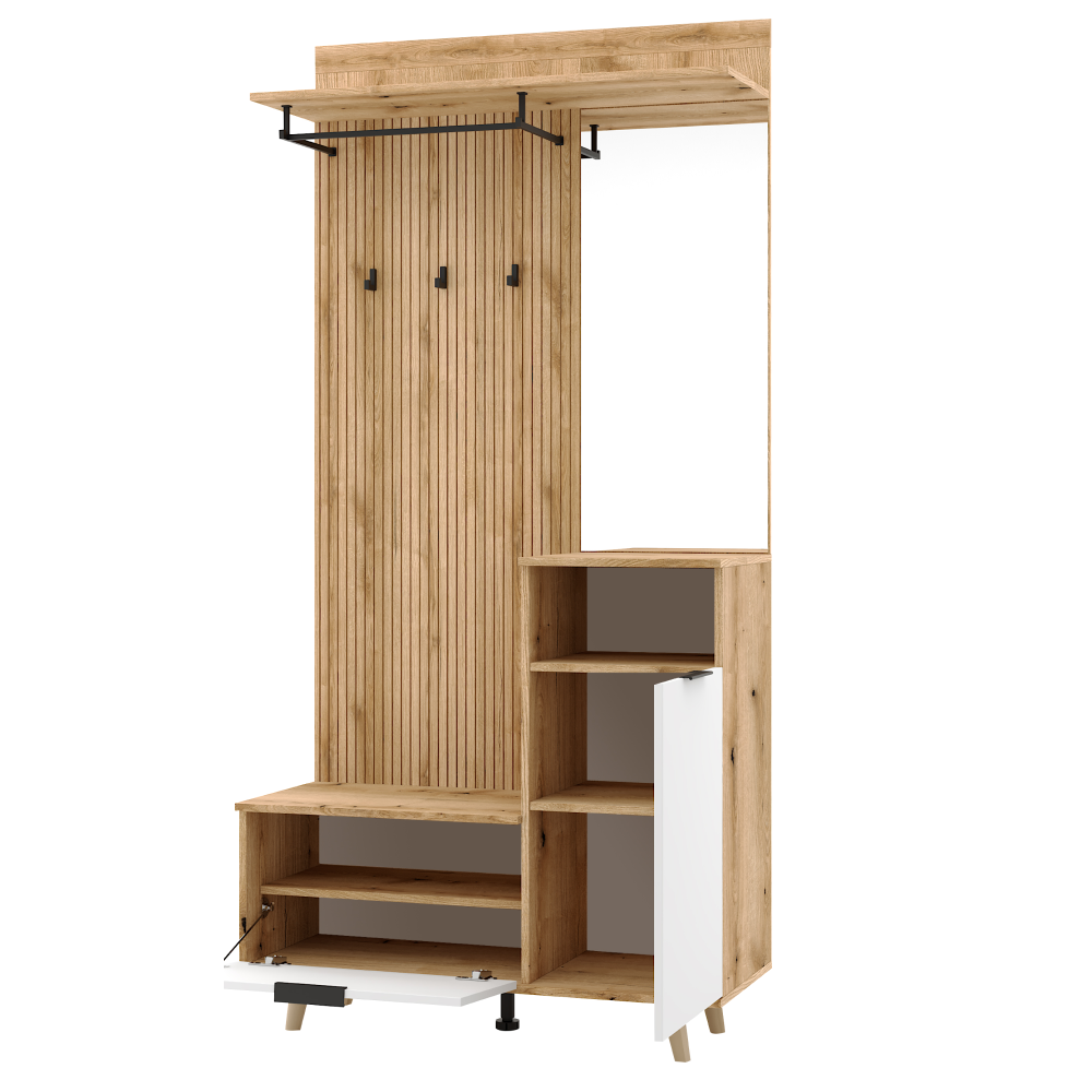 Předsíňová sestava, dub evoke/bílá, NODRI