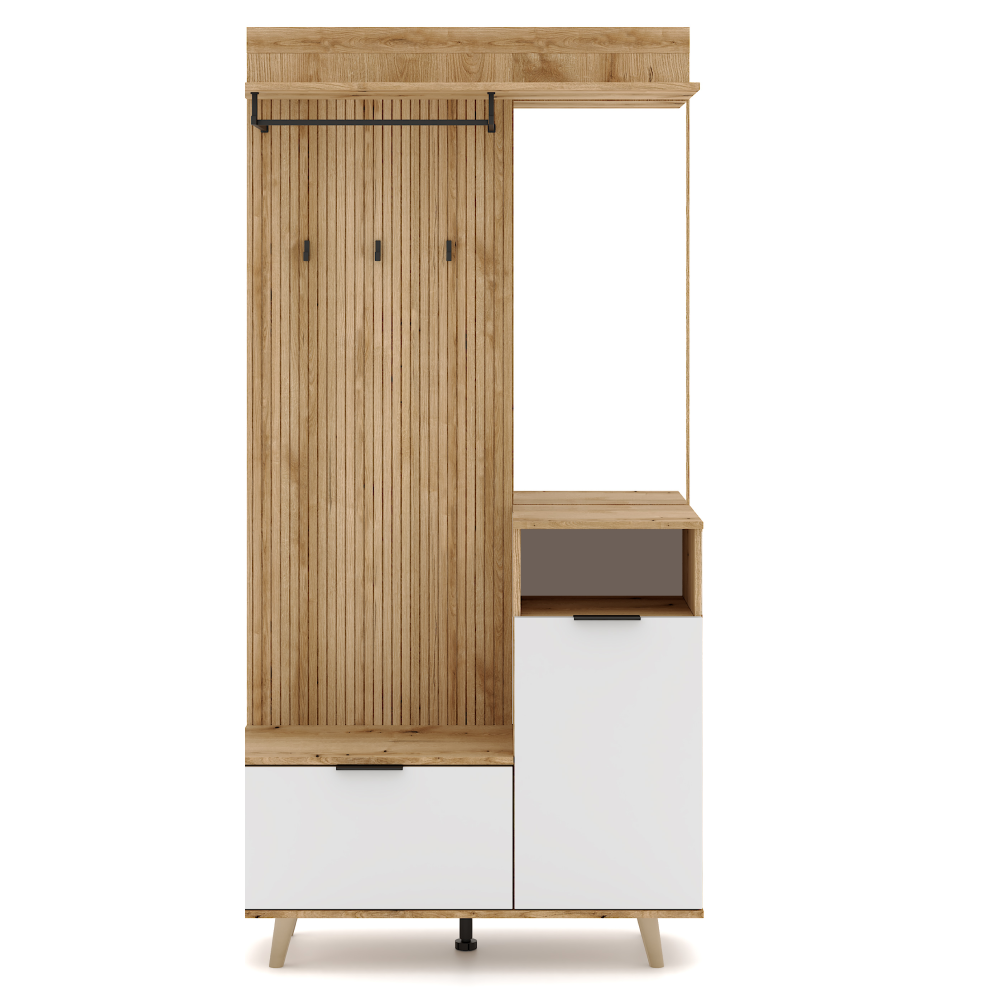 Předsíňová sestava, dub evoke/bílá, NODRI