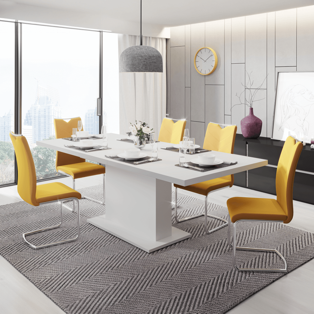 Jídelní stůl, bílá, 160-200x90 cm, BOBA