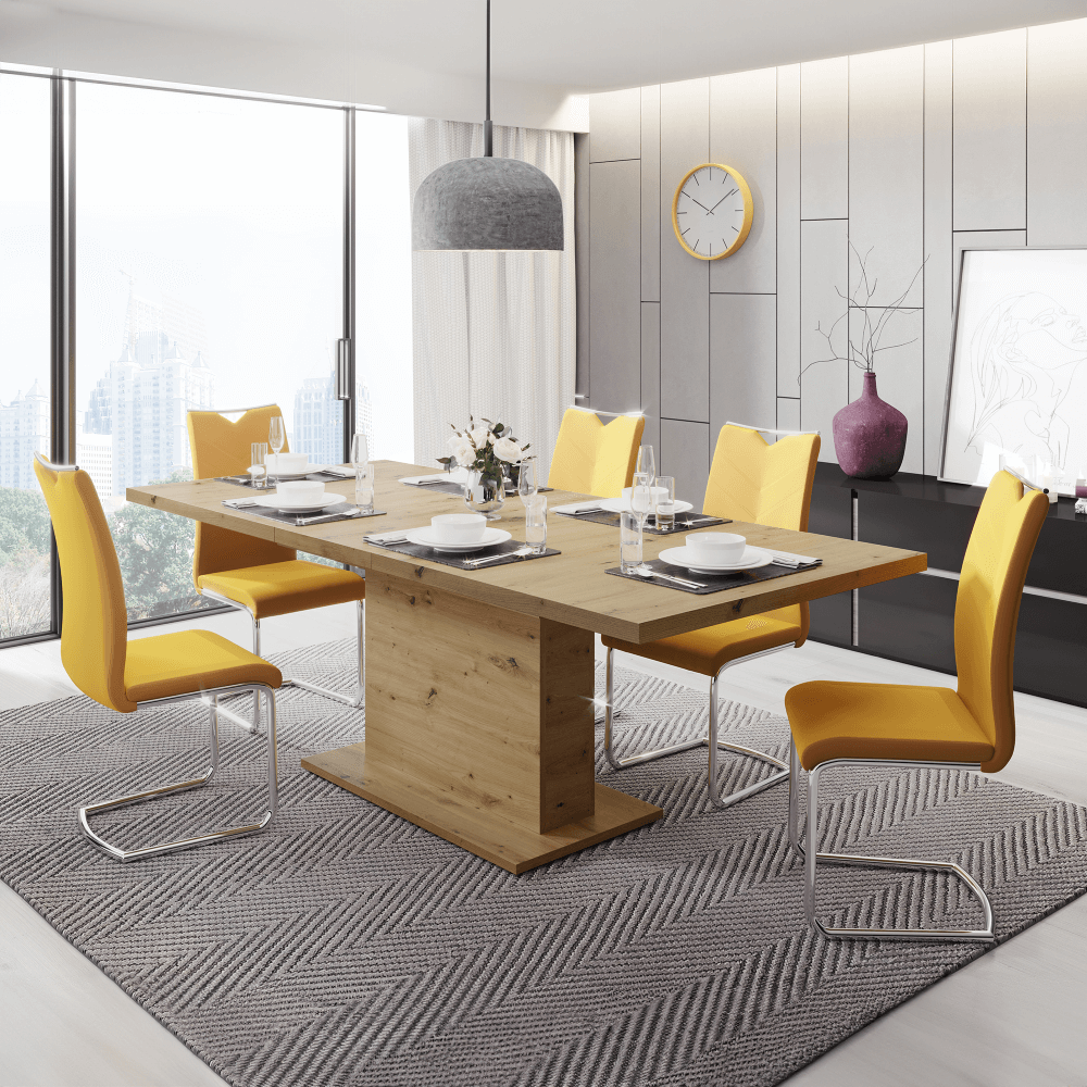 Jídelní rozkládací stůl, dub artisan, 160-200x90 cm, BOBA