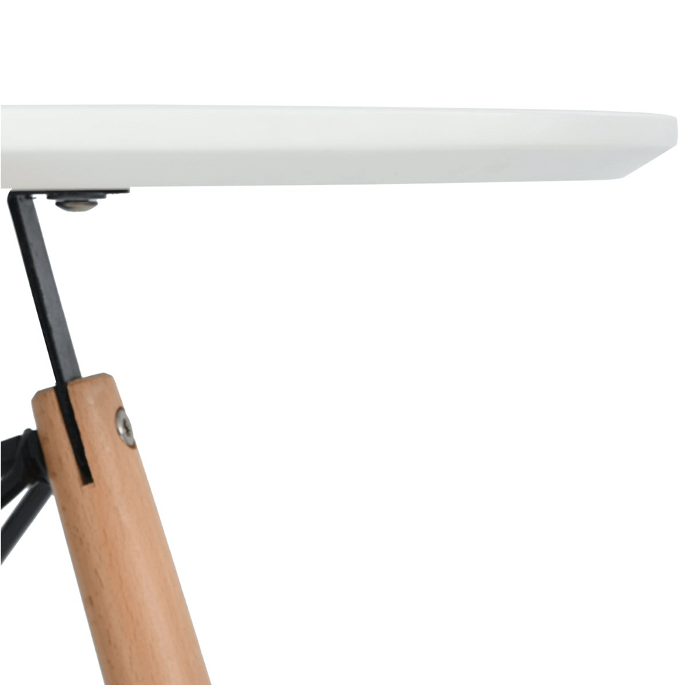 Jídelní stůl, bílá matná/buk, průměr 120 cm, DEMIN NEW