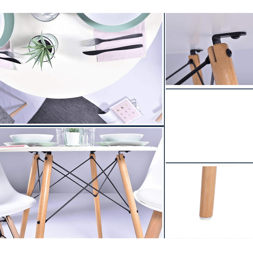 Jídelní stůl, bílá matná/buk, průměr 120 cm, DEMIN NEW