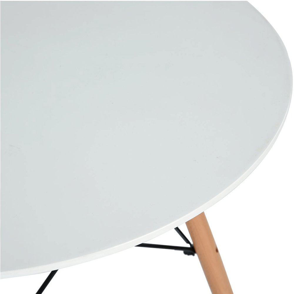Jídelní stůl, bílá matná/buk, průměr 120 cm, DEMIN NEW