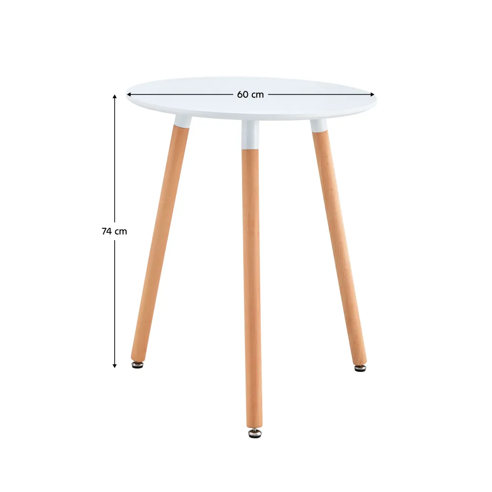 Jídelní stůl, bílá/buk, průměr 60 cm, ELCAN NEW TYP 1