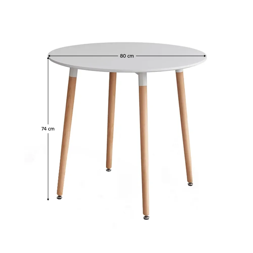 Jídelní stůl, bílá/buk, průměr 80 cm, ELCAN NEW TYP 2