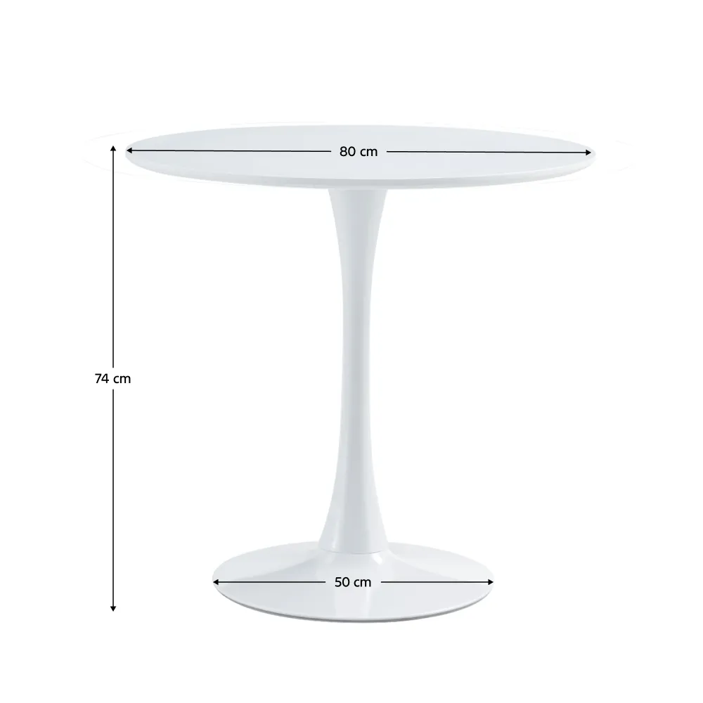 Jídelní stůl, kulatý, bílá matná, průměr 80 cm, REVENTON NEW