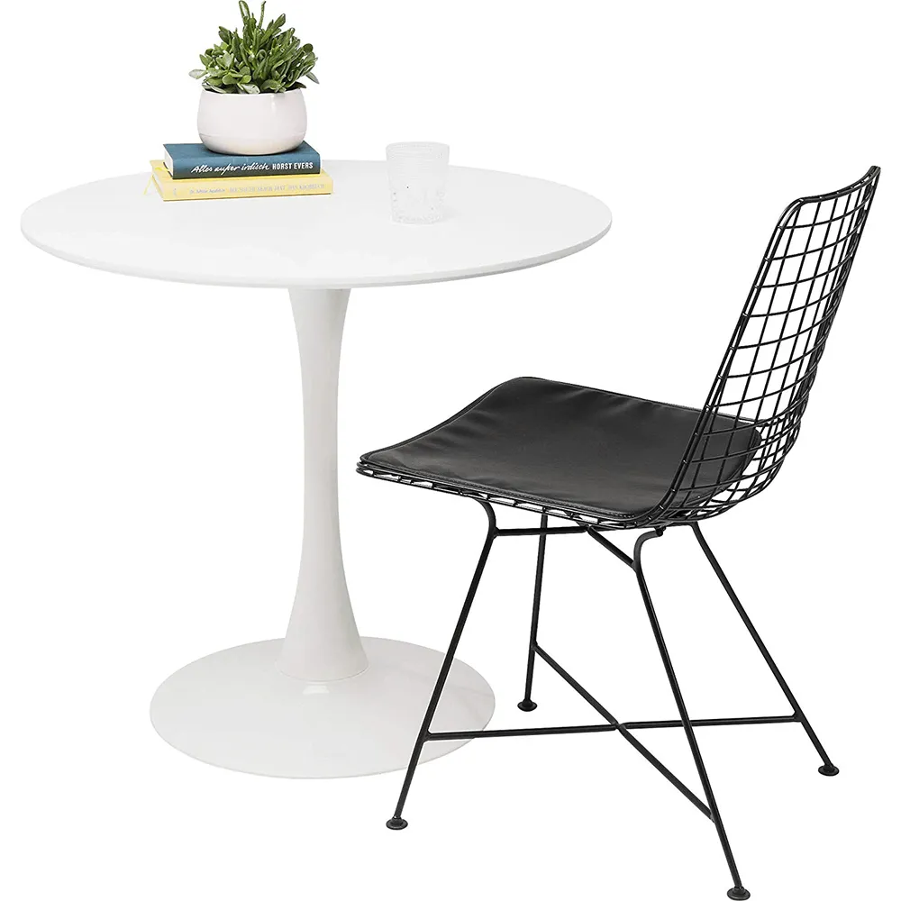 Jídelní stůl, kulatý, bílá matná, průměr 80 cm, REVENTON NEW