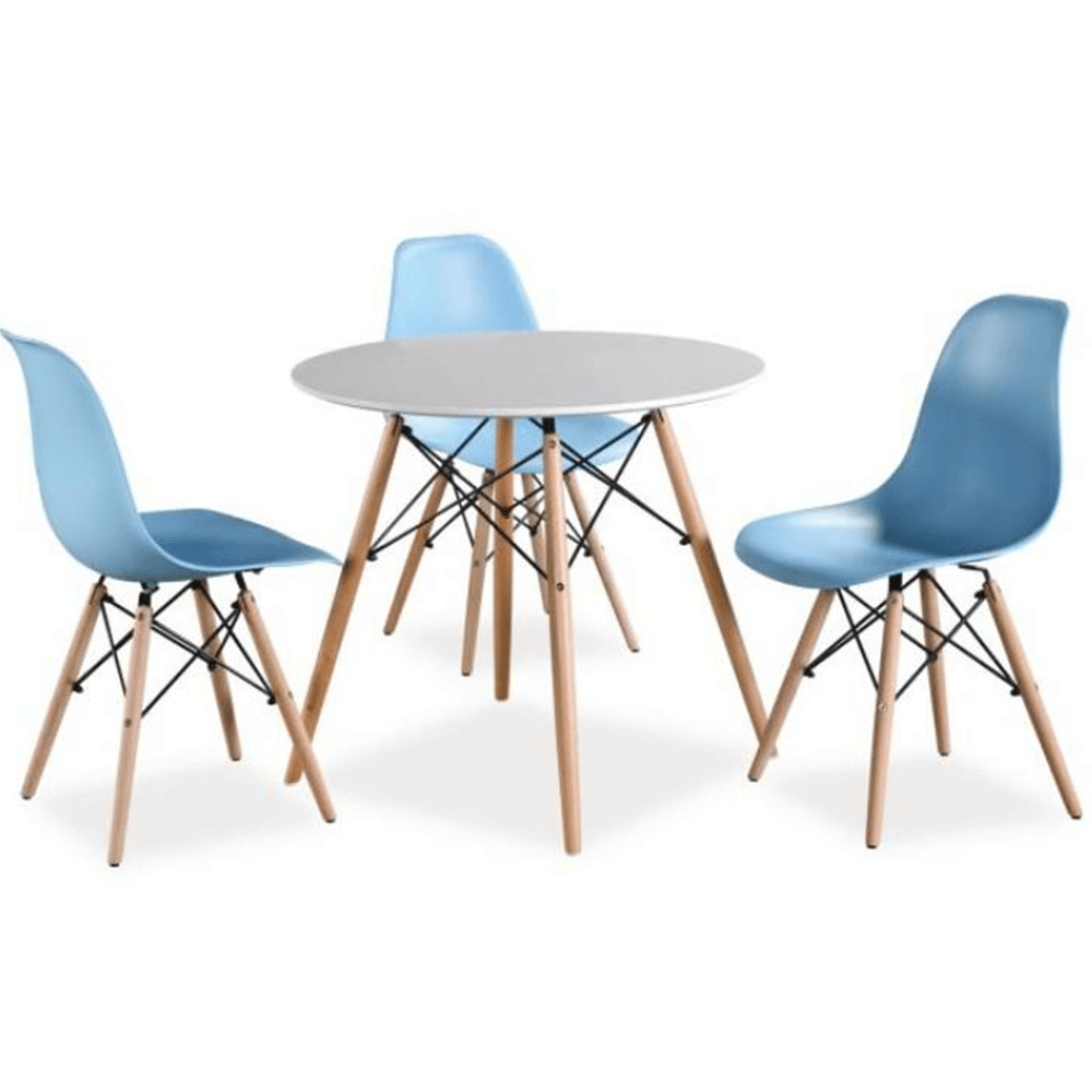 Jídelní stůl, bílá/buk, průměr 80 cm, GAMIN 2 NEW 80
