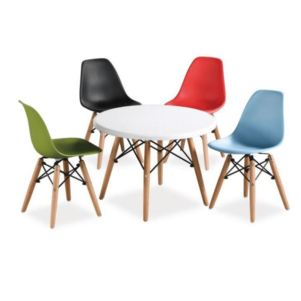 Jídelní stůl, bílá/buk, průměr 80 cm, GAMIN 2 NEW 80
