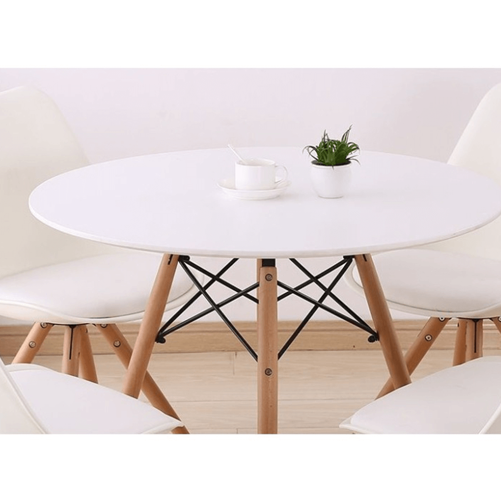 Jídelní stůl, bílá/buk, průměr 80 cm, GAMIN 2 NEW 80
