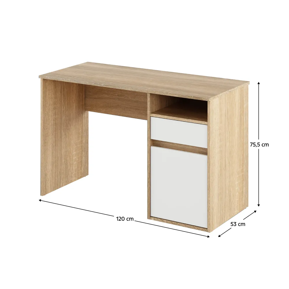PC stůl, dub sonoma/bílá, BILI NEW