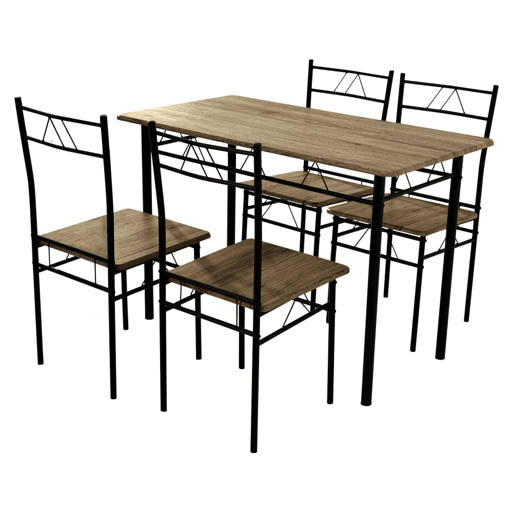 Jídelní set 1+4, dub světlý/černá, PAON