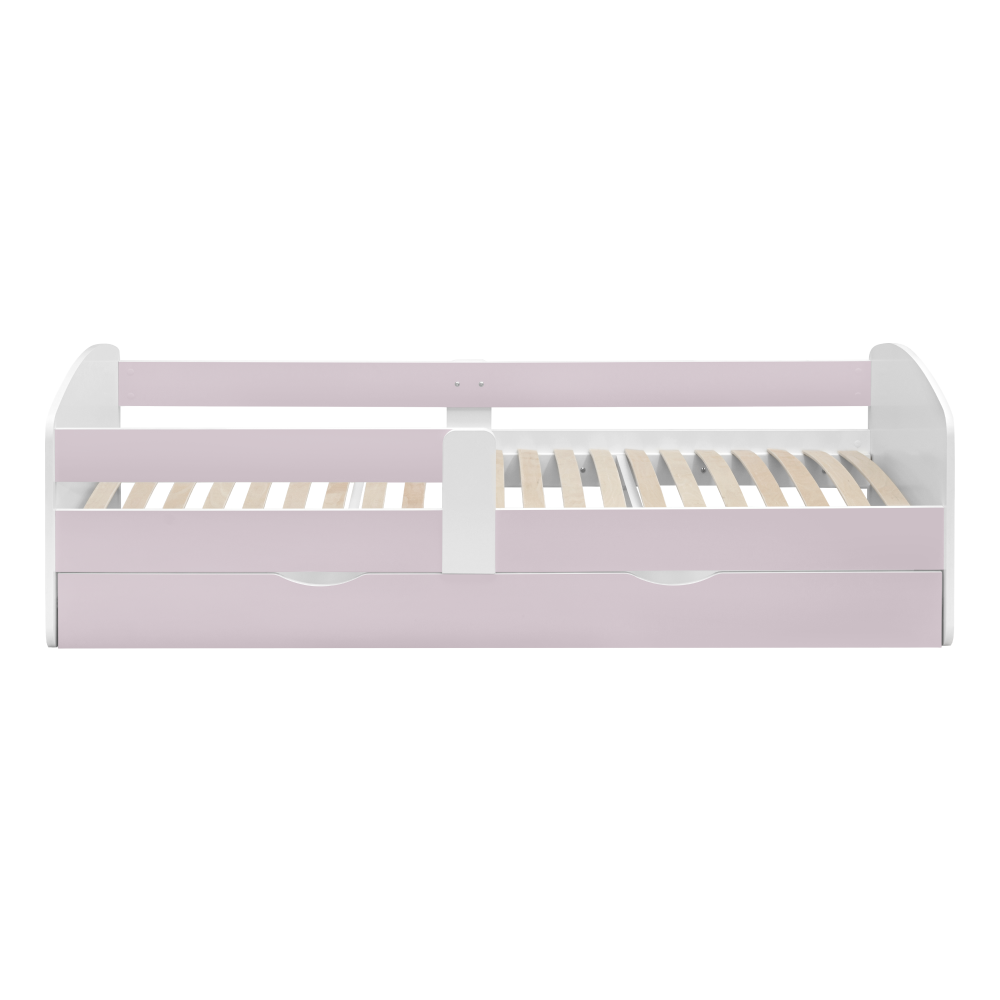 Postel s roštem a úložným prostorem 80x160, bílá/růžová, COCOLINO