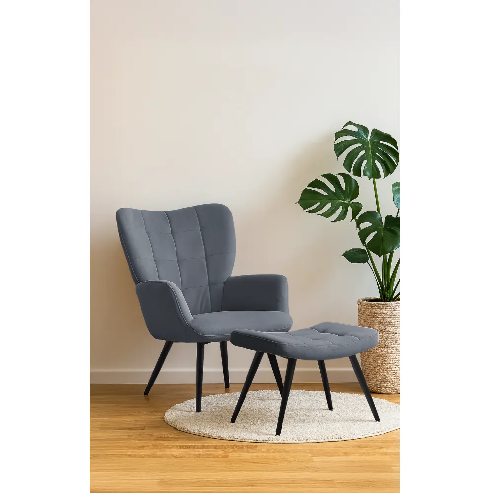 Křeslo s podnoží, šedá Velvet látka/černá, HABEN