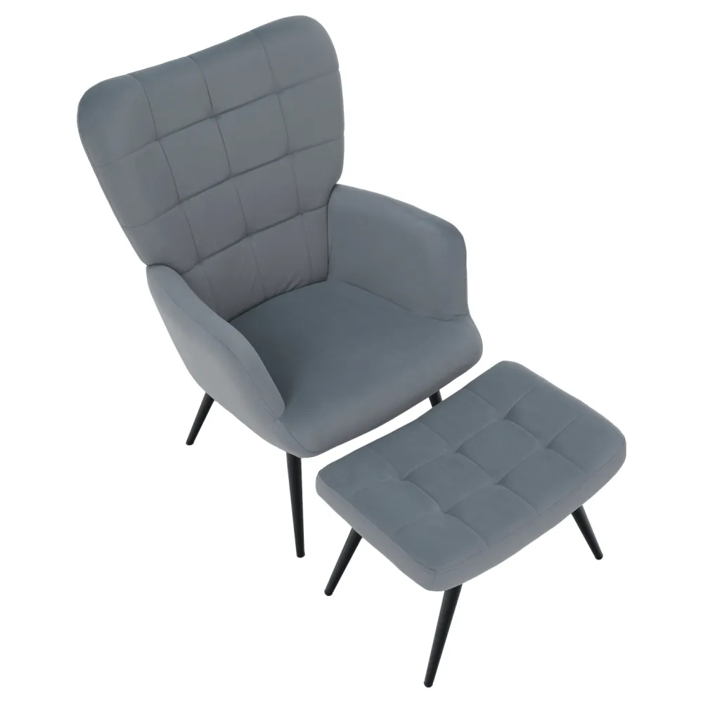 Křeslo s podnoží, šedá Velvet látka/černá, HABEN