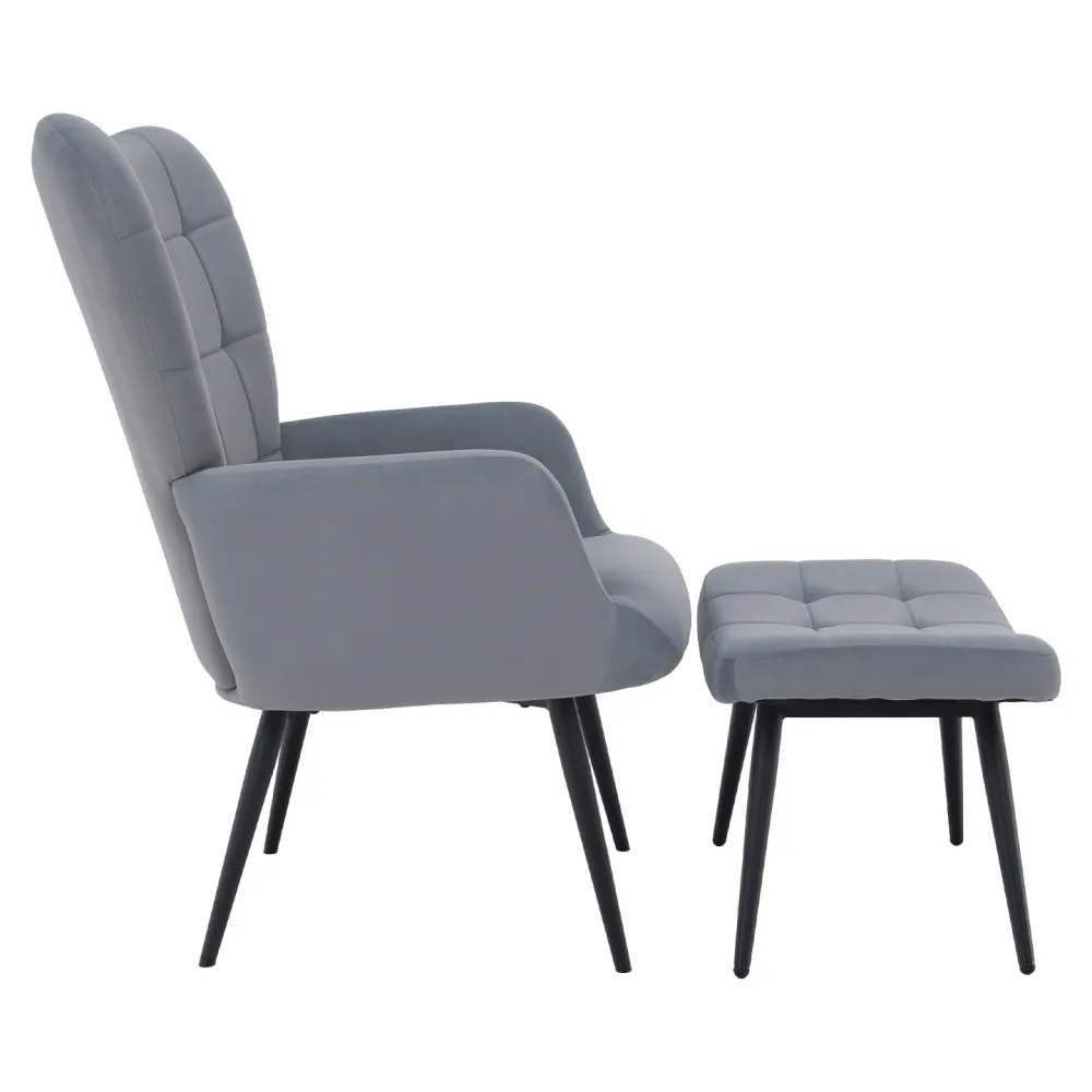Křeslo s podnoží, šedá Velvet látka/černá, HABEN