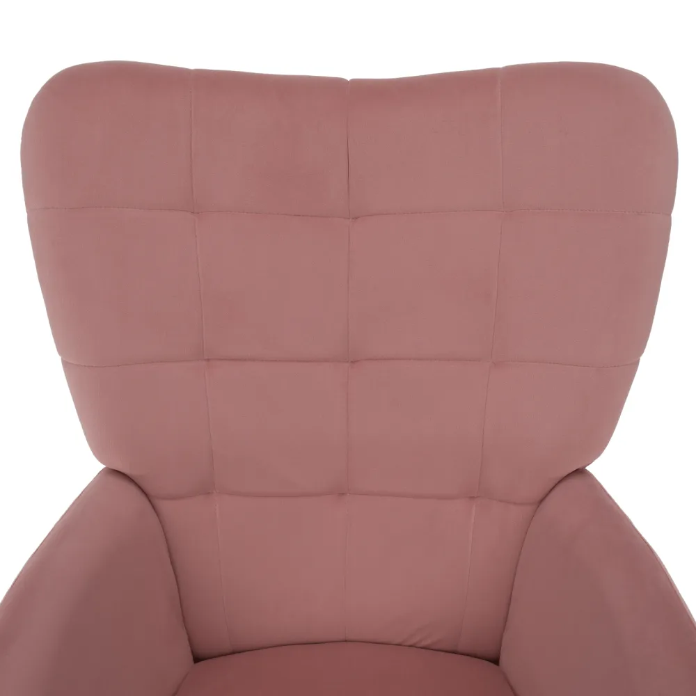 Křeslo s podnoží, růžová Velvet látka/dub, HABEN