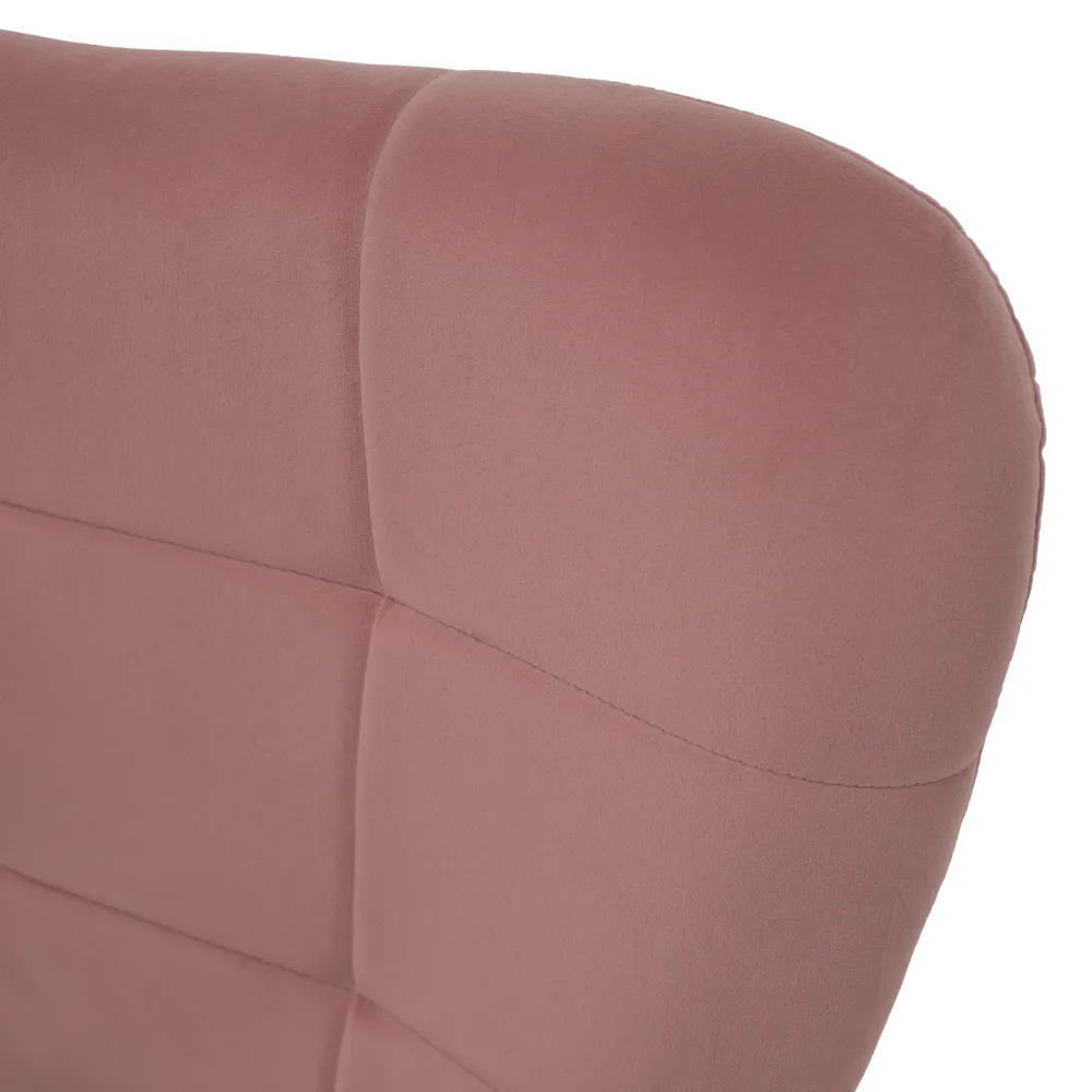 Křeslo s podnoží, růžová Velvet látka/dub, HABEN
