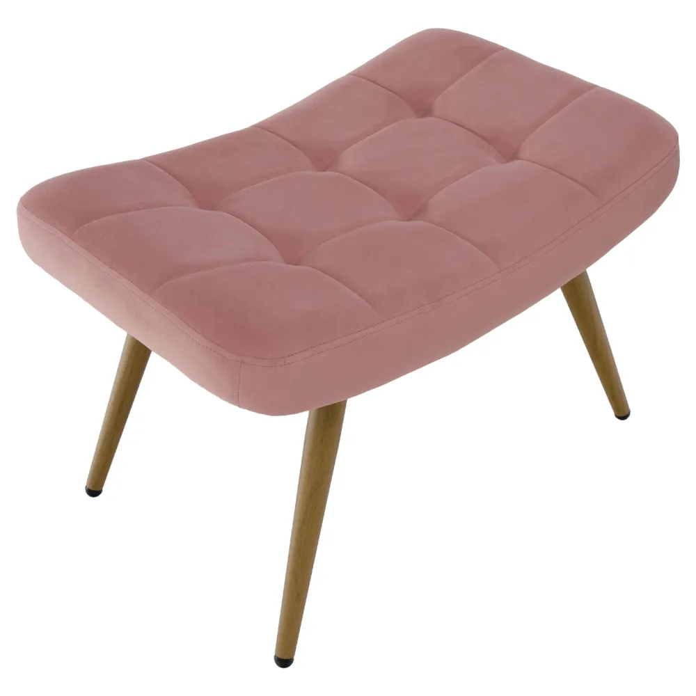 Křeslo s podnoží, růžová Velvet látka/dub, HABEN