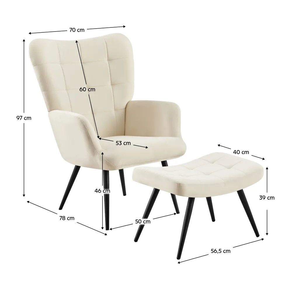 Křeslo s podnoží, bílá Velvet látka/černá, HABEN