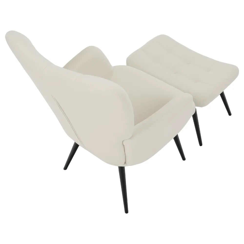 Křeslo s podnoží, bílá Velvet látka/černá, HABEN