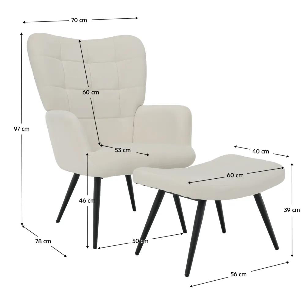 Křeslo s podnoží, bílá Velvet látka/černá, HABEN