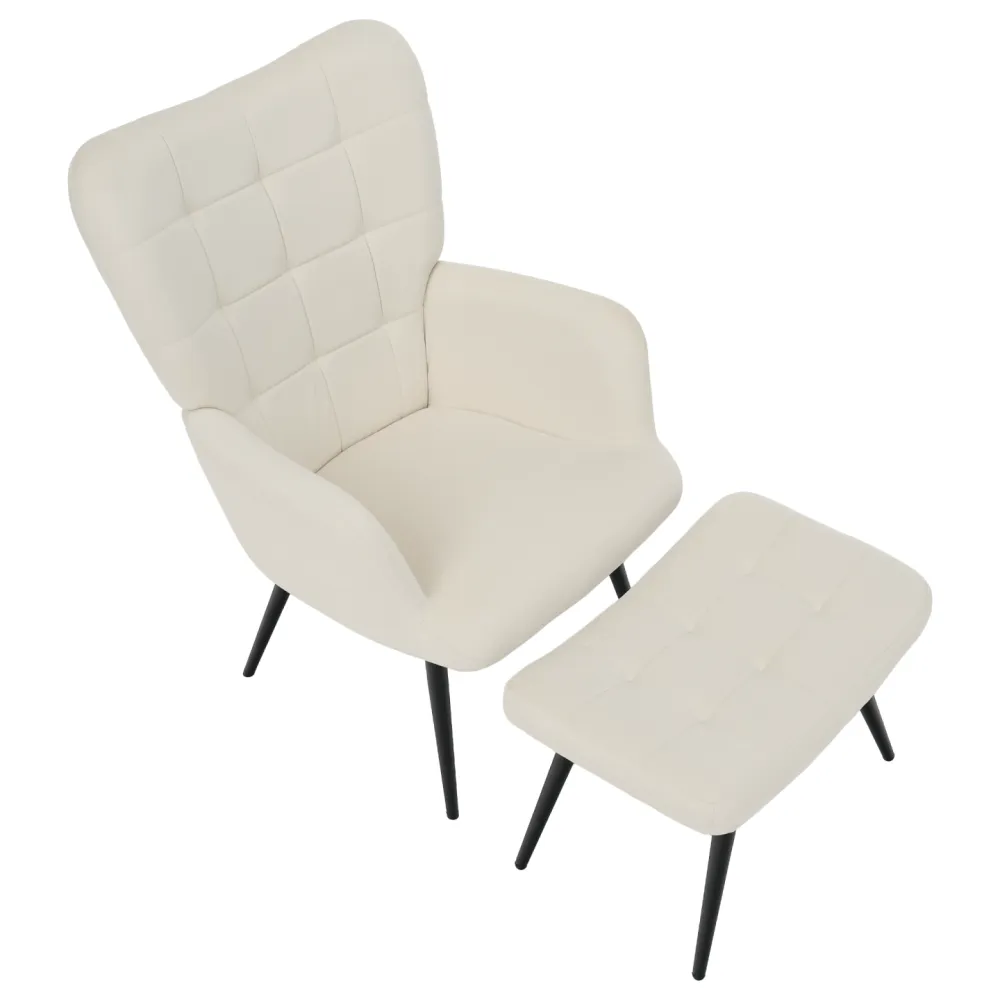 Křeslo s podnoží, bílá Velvet látka/černá, HABEN
