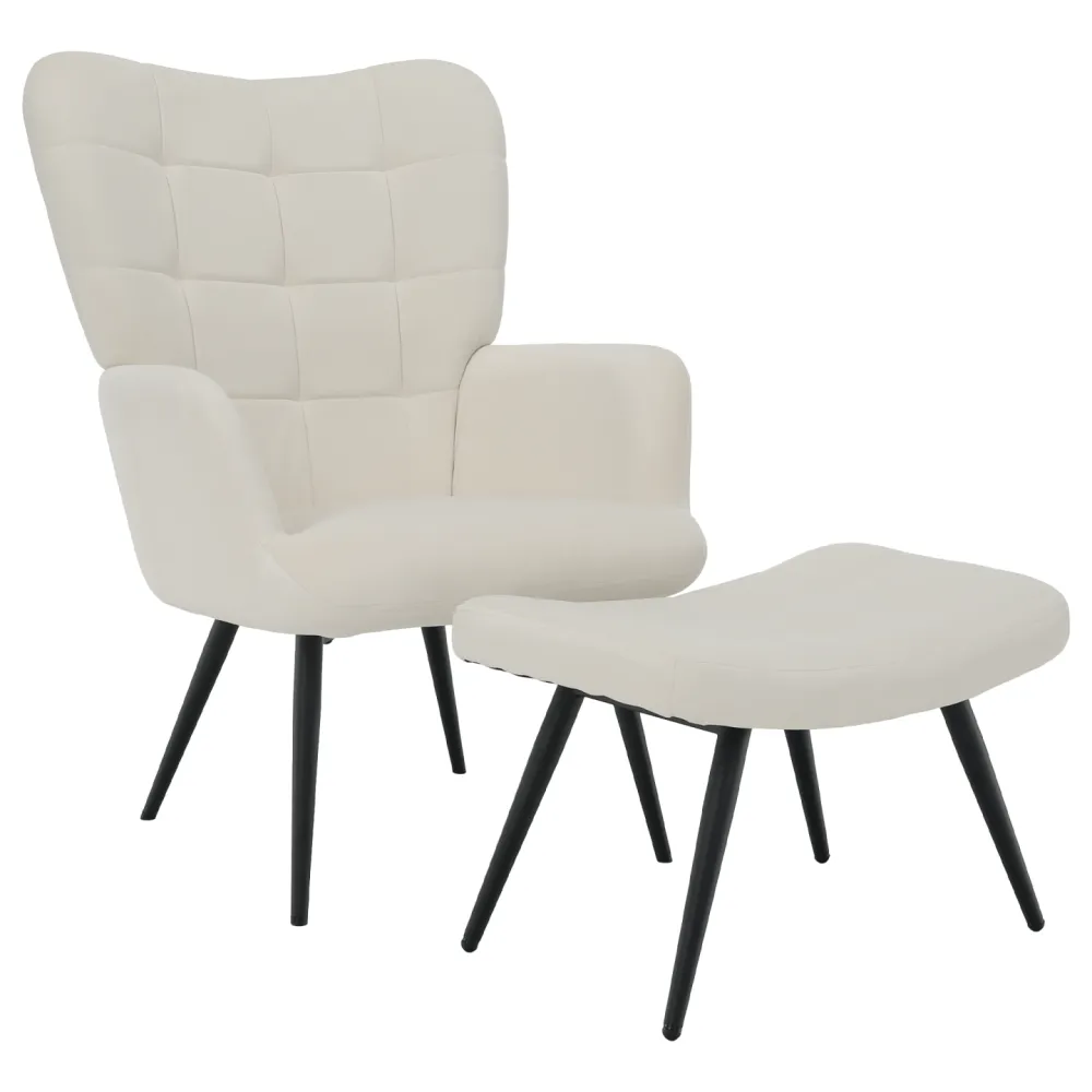 Křeslo s podnoží, bílá Velvet látka/černá, HABEN