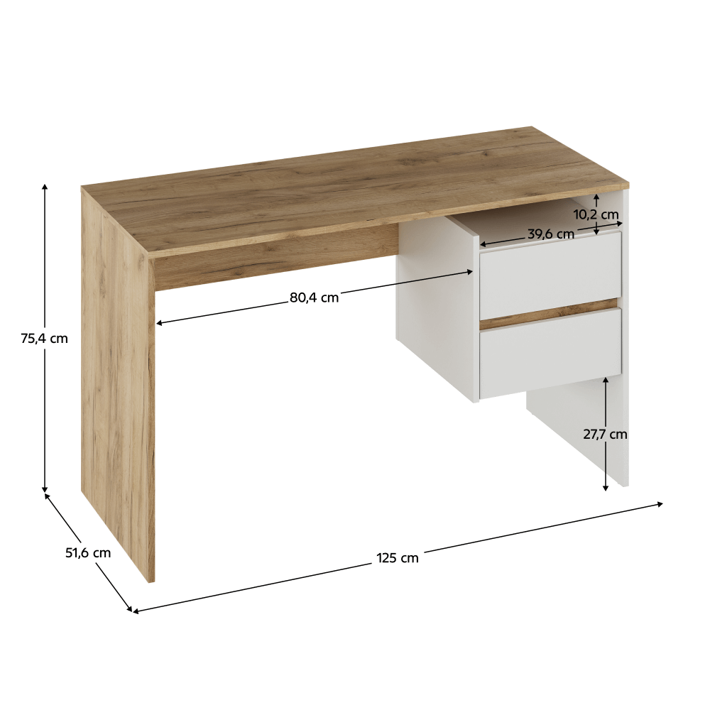 PC stůl, dub artisan/bílá, TULIO NEW