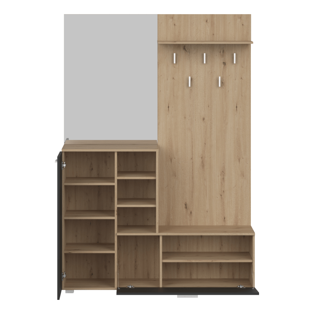 Předsíňová sestava, dub artisan/grafit, VETLANDA