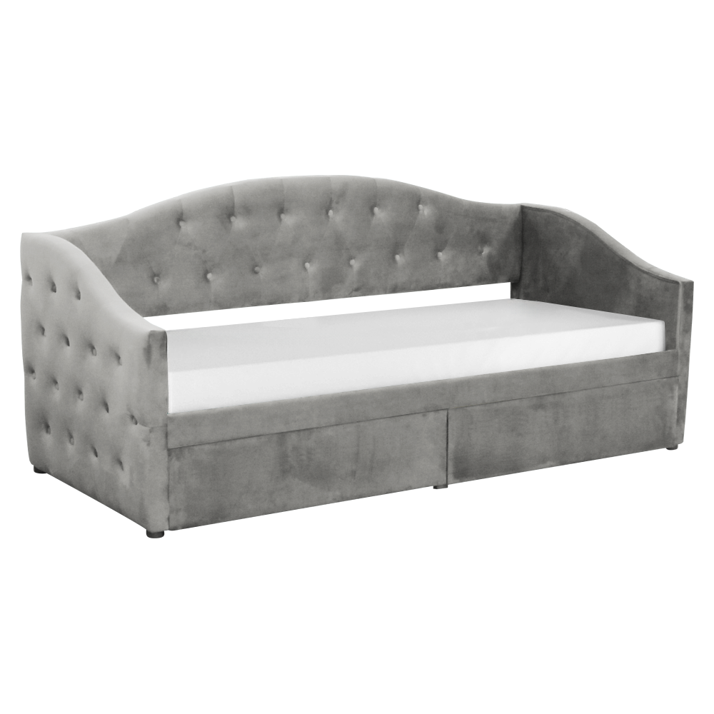 Postel s úložným prostorem, 90x200, šedá Velvet látka, ZASKA