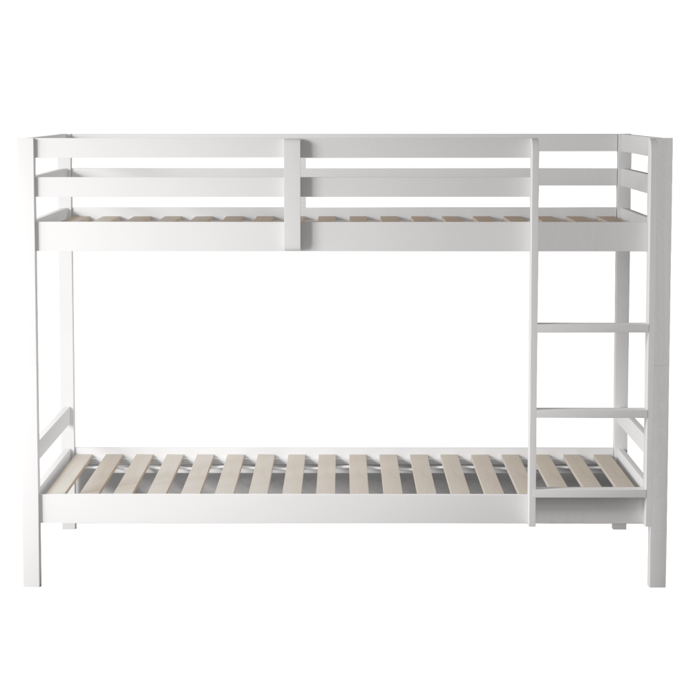 Patrová postel, 90x200, masivní dřevo, bílá, INEZA