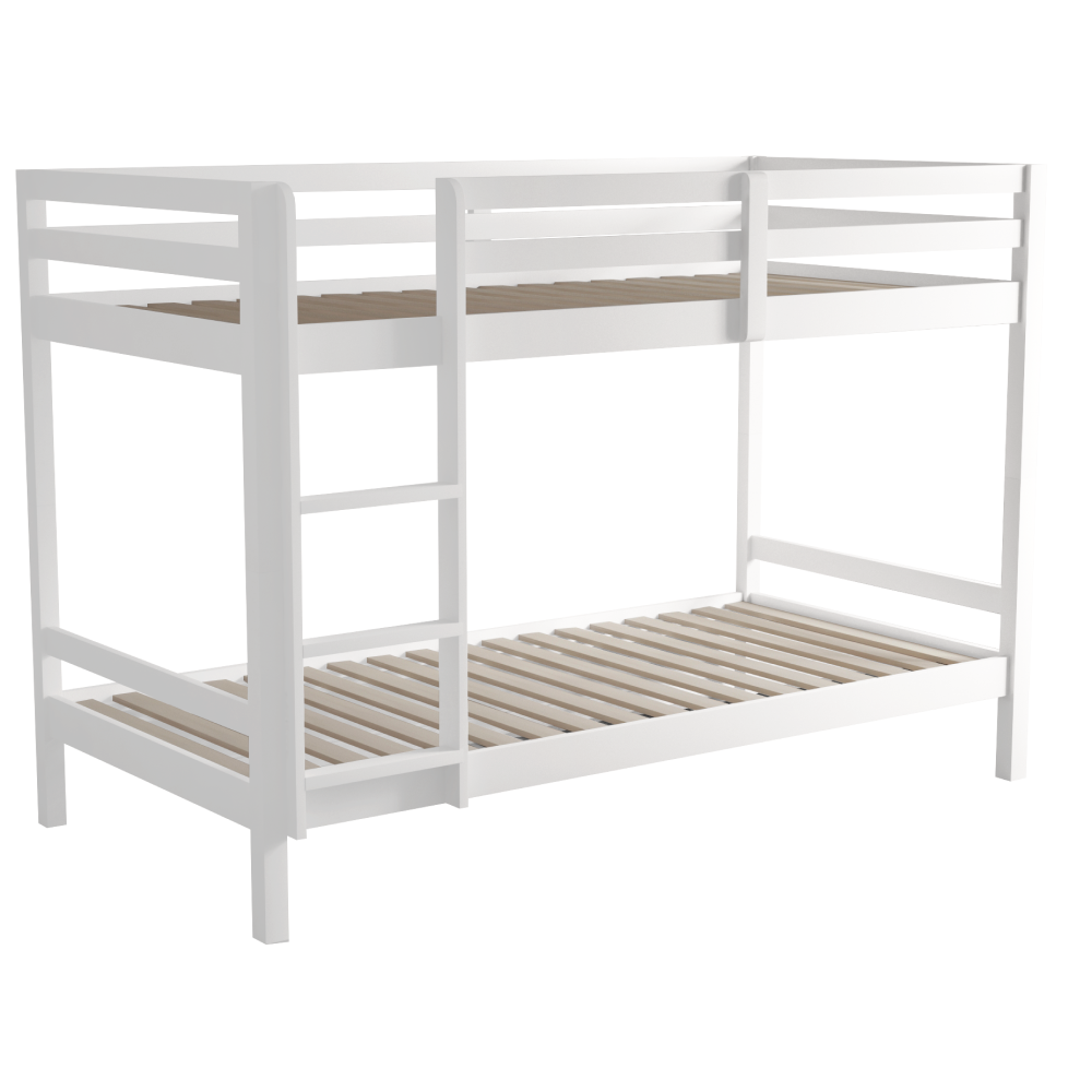 Patrová postel, 90x200, masivní dřevo, bílá, INEZA