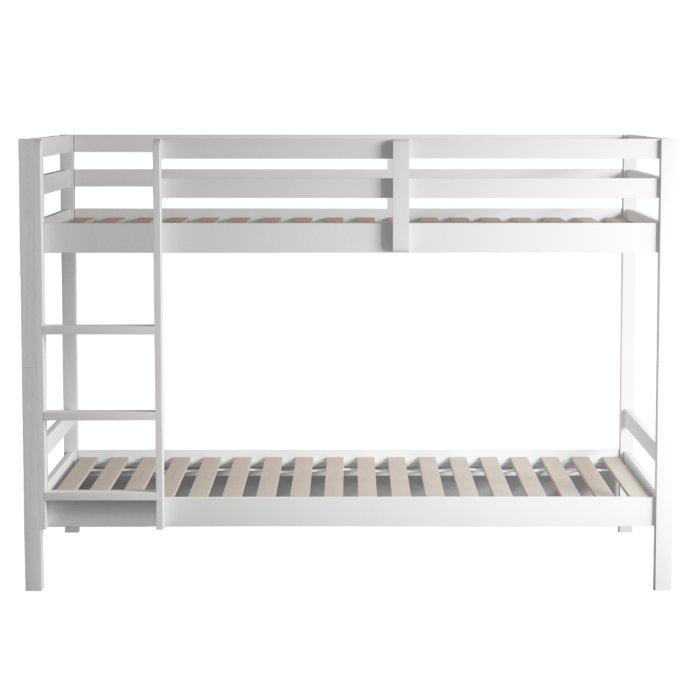 Patrová postel, 90x200, masivní dřevo, bílá, INEZA