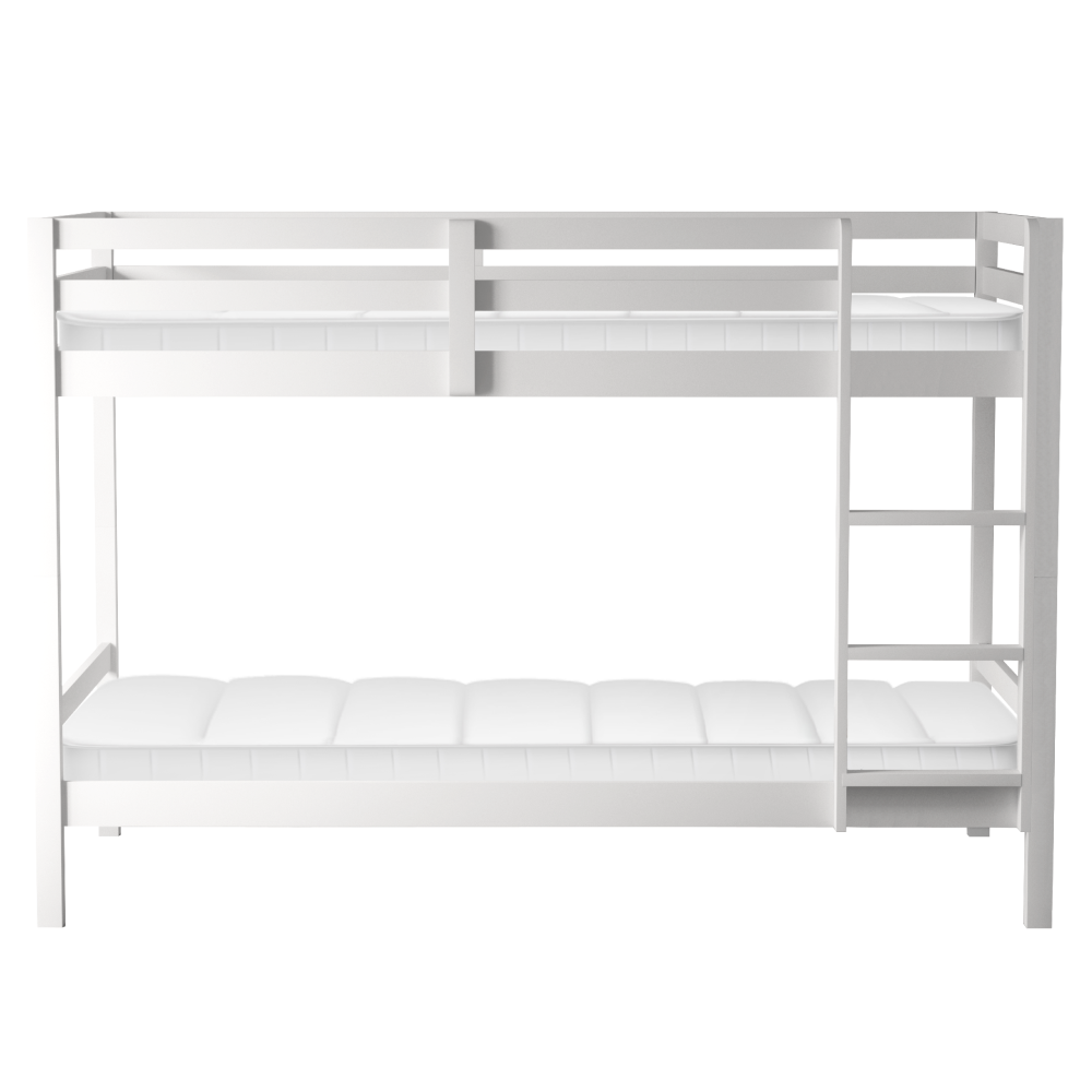 Patrová postel, 90x200, masivní dřevo, bílá, INEZA