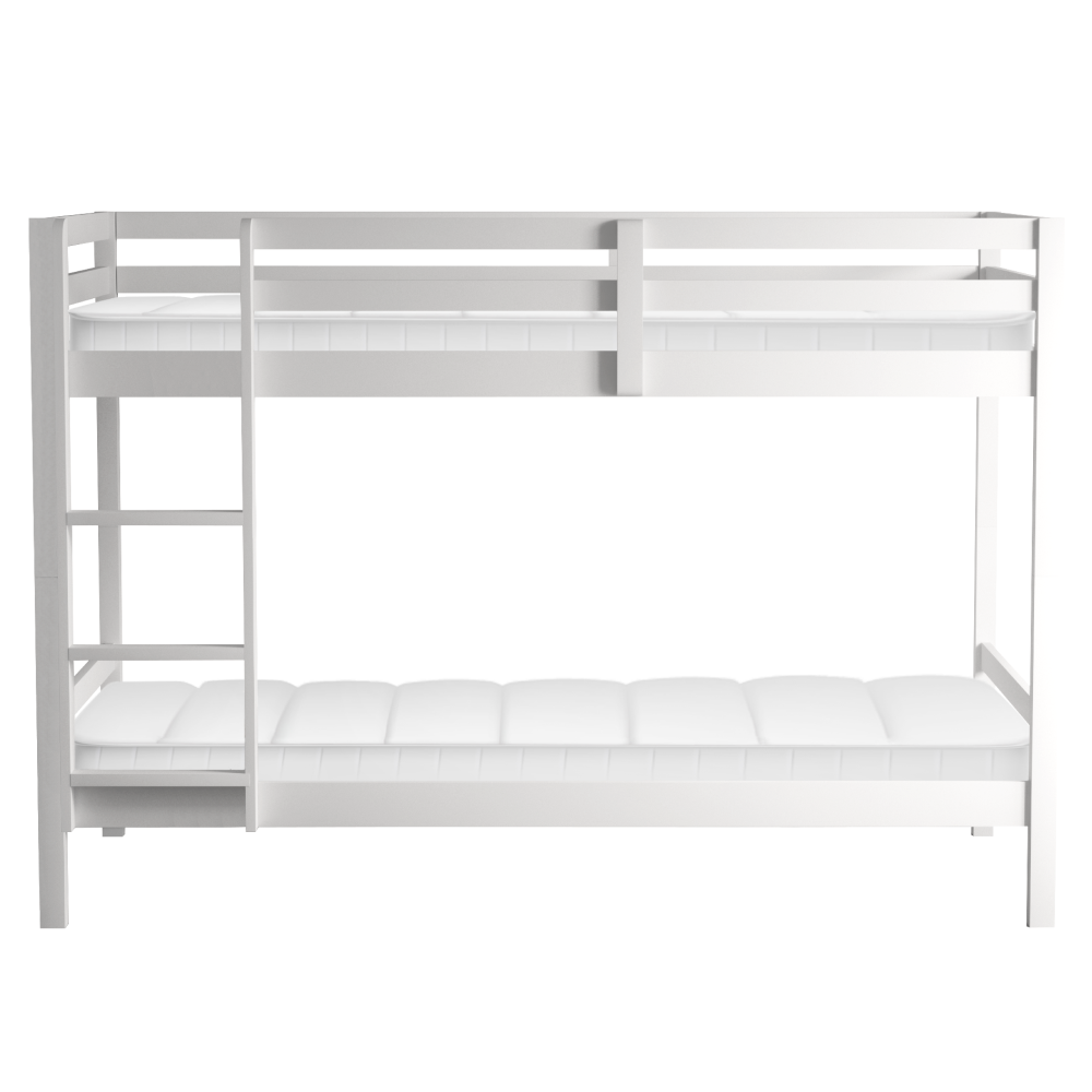 Patrová postel, 90x200, masivní dřevo, bílá, INEZA