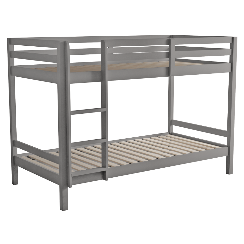 Patrová postel, 90x200, masivní dřevo, šedá, INEZA