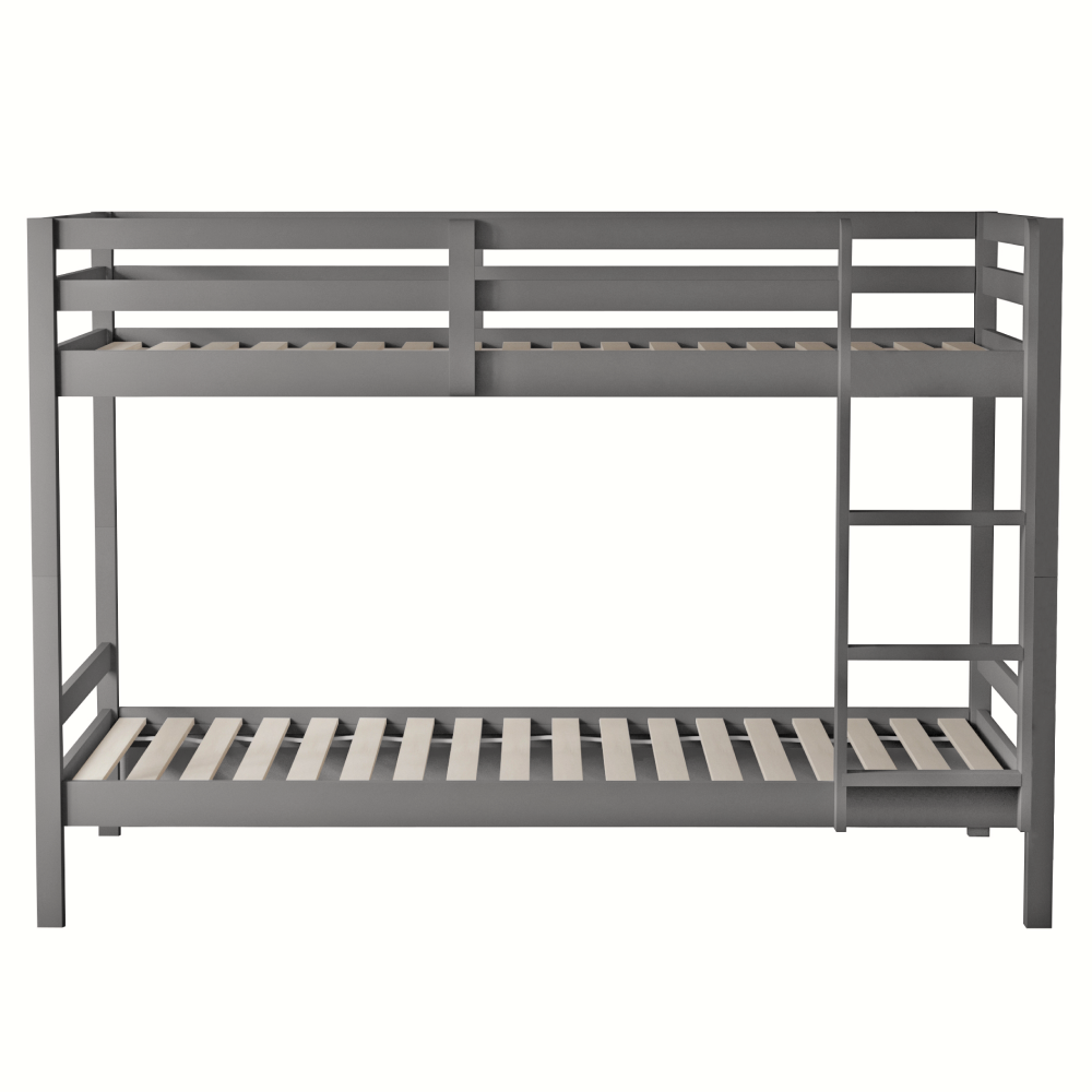 Patrová postel, 90x200, masivní dřevo, šedá, INEZA