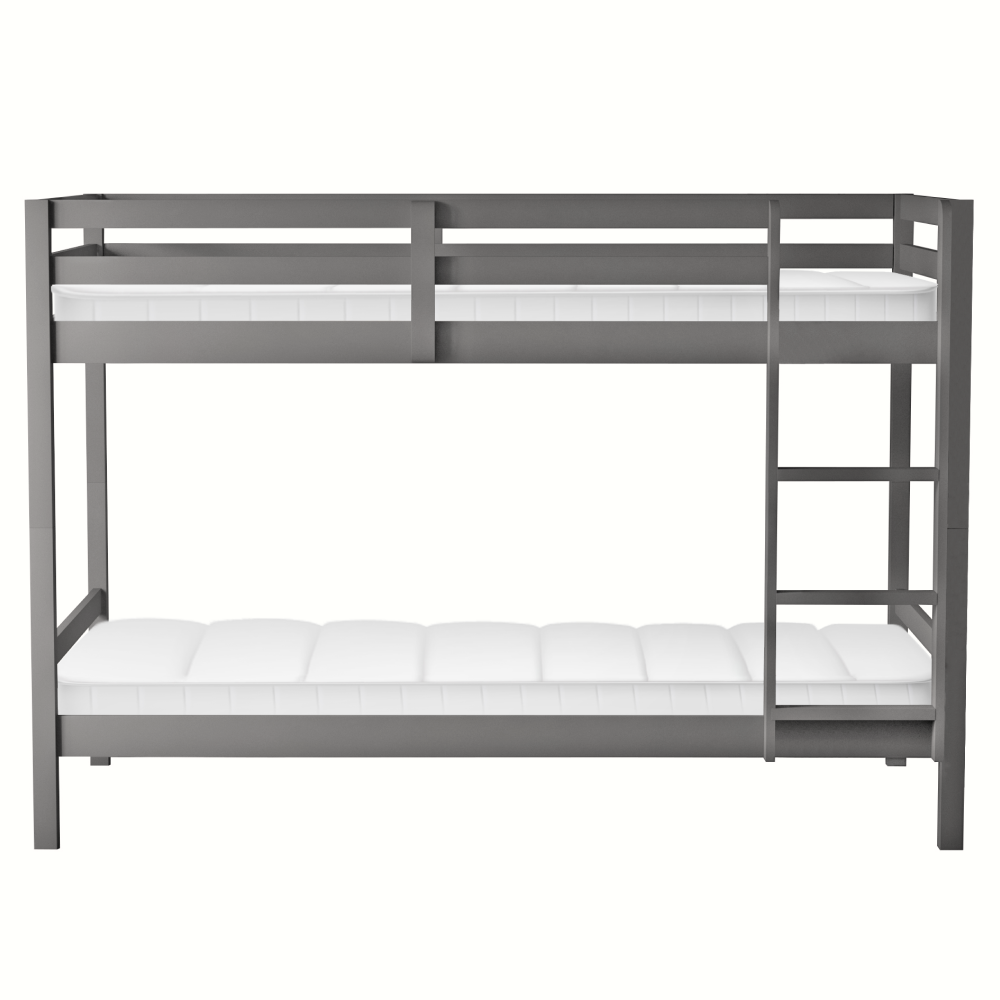 Patrová postel, 90x200, masivní dřevo, šedá, INEZA