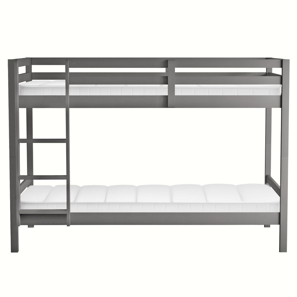 Patrová postel, 90x200, masivní dřevo, šedá, INEZA