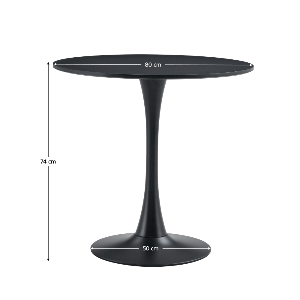 Jídelní stůl, kulatý, černá, průměr 80 cm, REVENTON NEW