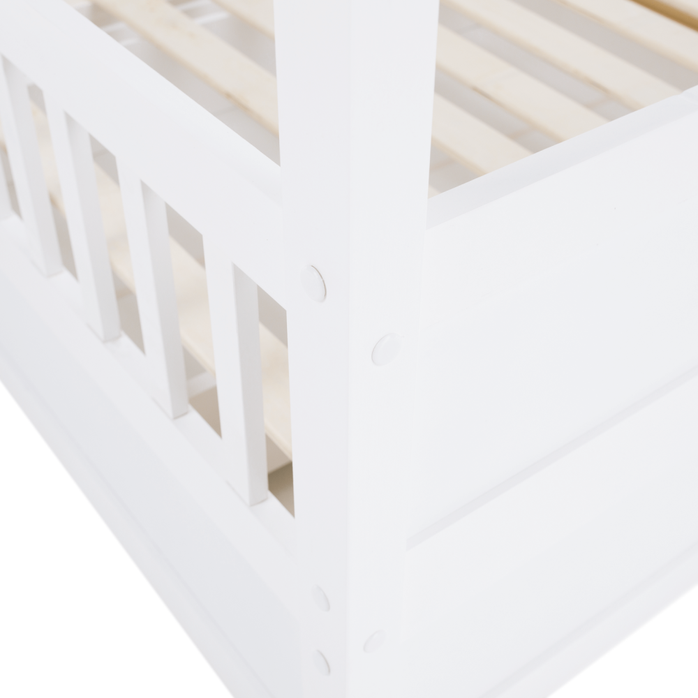 Montessori postel, 90x200, bílá, masiv, BIANKA