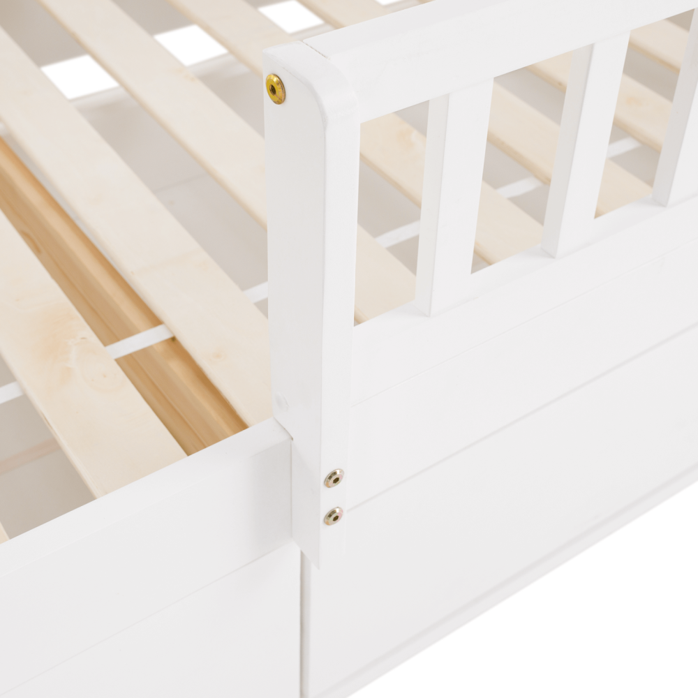 Montessori postel, 90x200, bílá, masiv, BIANKA