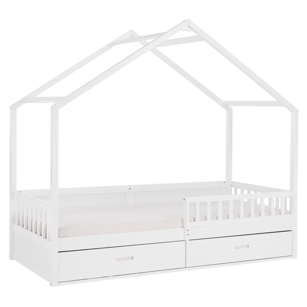 Montessori postel, 90x200, bílá, masiv, BIANKA