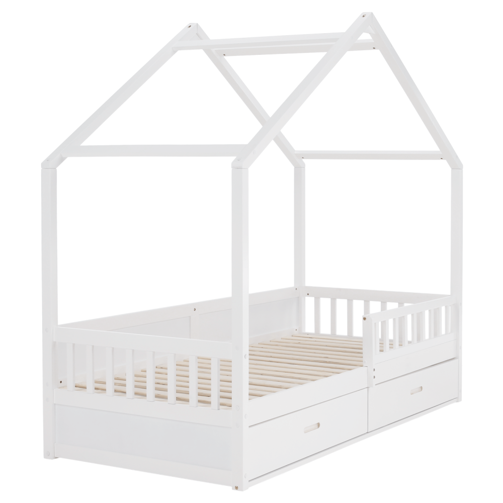 Montessori postel, 90x200, bílá, masiv, BIANKA