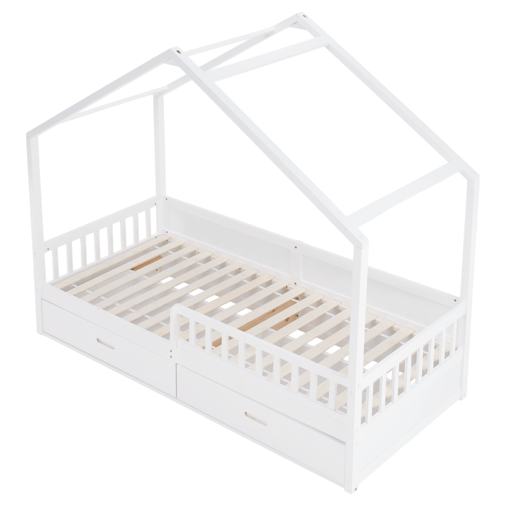 Montessori postel, 90x200, bílá, masiv, BIANKA