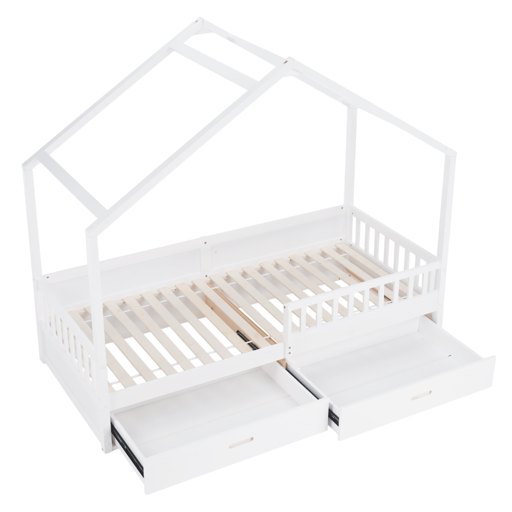 Montessori postel, 90x200, bílá, masiv, BIANKA