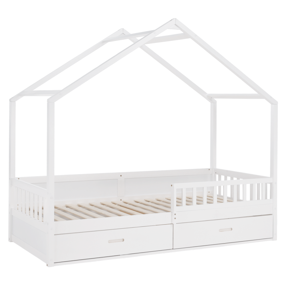 Montessori postel, 90x200, bílá, masiv, BIANKA