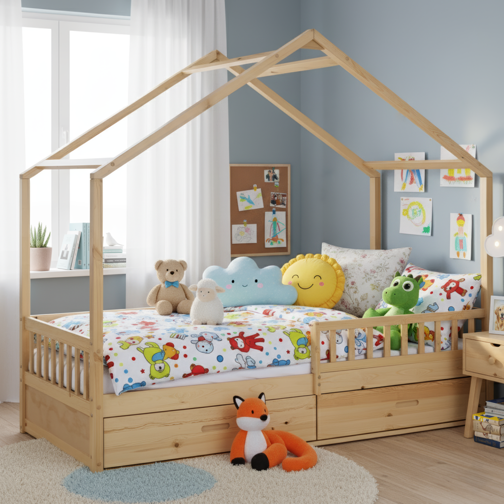 Montessori postel, 90x200, přírodní, masiv, BIANKA