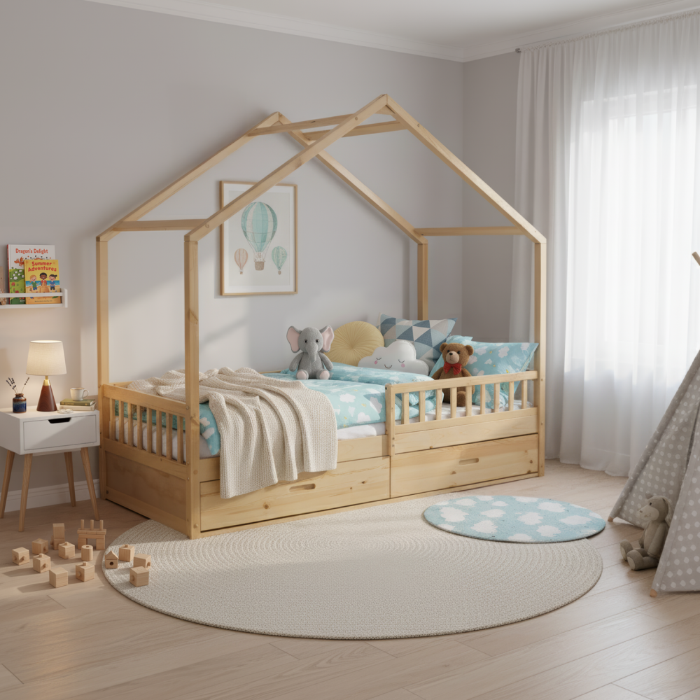 Montessori postel, 90x200, přírodní, masiv, BIANKA